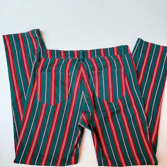 ASOS Red Green Pinstripe Regular Fit Cotton Mid Rise Pants Medium W29 - Picture 8 of 12